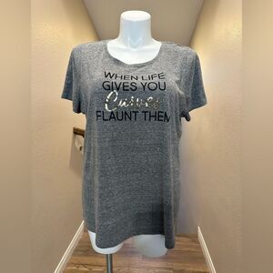 Lane Bryant 18/20 Woman’s Gray Tee “Curves” Poly Cotton Blend